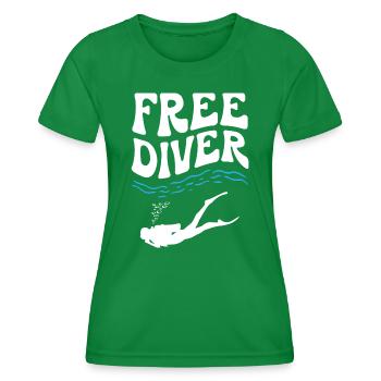 Free Diver - Women's Functional T-Shirt - kelly green - Front - AI Model Female 172 dark (172cm)