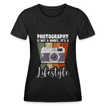 Fotograf Bild Digitalkamera - Frauen Funktions-T-Shirt - Schwarz - Vorne - AI Model Female 172 light (172cm)