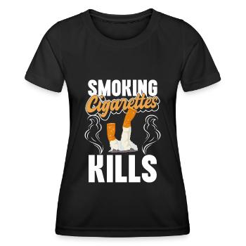Smoking Gentleman No Smoking Health - Women's Functional T-Shirt - black - Front - AI Model Female 172 light (172cm)