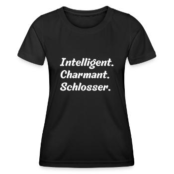 Intelligent. Charmant. Schlosser - Frauen Funktions-T-Shirt - Schwarz - Vorne - AI Model Female 172 light (172cm)