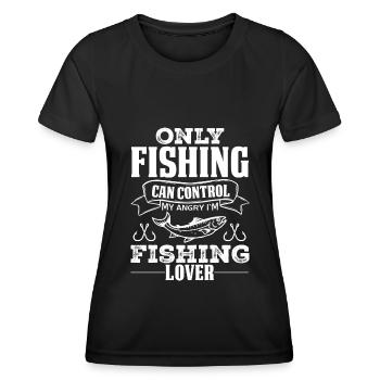 "Nur das Angeln kann meine Wut kontrollieren" - Frauen Funktions-T-Shirt - Schwarz - Vorne - AI Model Female 172 light (172cm)