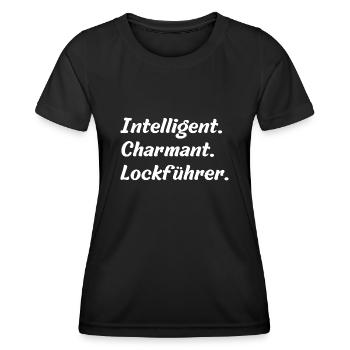 Intelligent. Charmant. Lockführer - Frauen Funktions-T-Shirt - Schwarz - Vorne - AI Model Female 172 light (172cm)