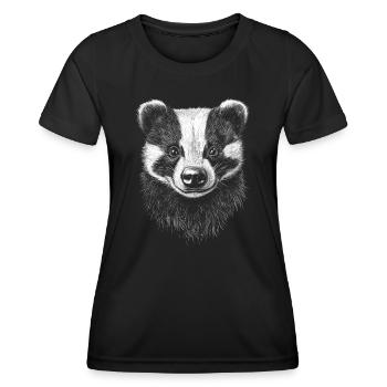 Badger Portrait Forest Animal Forest Wild Animal Badger - Women's Functional T-Shirt - black - Front - AI Model Female 172 light (172cm)