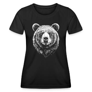 Bear Portrait Brown Bear Grizzly Bear - Women's Functional T-Shirt - black - Front - AI Model Female 172 light (172cm)