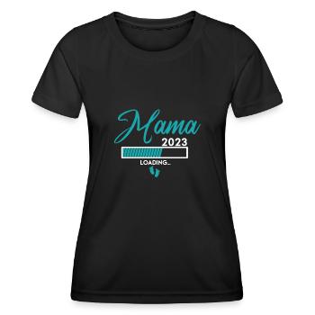 Mom 2023 loading... / Mama 2023 - Frauen Funktions-T-Shirt - Schwarz - Vorne - AI Model Female 172 light (172cm)