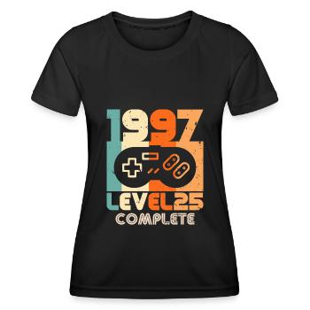 25 Birthday 1997 Vintage Retro Gift - Women's Functional T-Shirt - black - Front - AI Model Female 172 light (172cm)