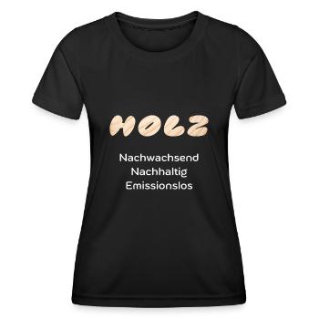 Holz nachhaltig, nachwachsend, emissionslos. - Frauen Funktions-T-Shirt - Schwarz - Vorne - AI Model Female 172 light (172cm)