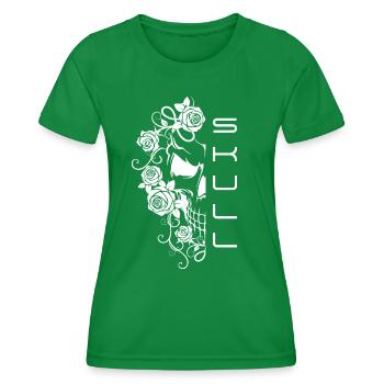 Skull Roses Skull - Women's Functional T-Shirt - kelly green - Front - AI Model Female 172 dark (172cm)