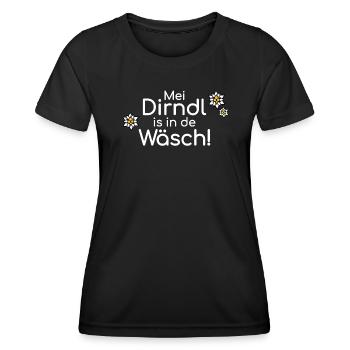 Mei Dirndl is in de Wäsch - Frauen Funktions-T-Shirt - Schwarz - Vorne - AI Model Female 172 light (172cm)