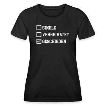 Geschieden Checkliste Scheidung Beziehungsstatus - Frauen Funktions-T-Shirt - Schwarz - Vorne - AI Model Female 172 light (172cm)