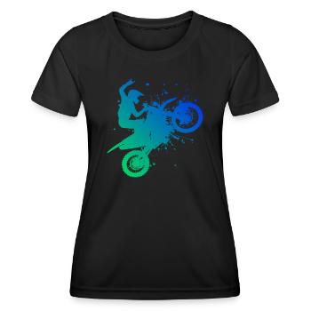 Men's Dirt Bike Dirt Biker Supermoto Dirt Bike - Women's Functional T-Shirt - black - Front - AI Model Female 172 light (172cm)