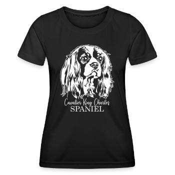 CAVALIER KING CHARLES SPANIEL Chien portrait chiens - T-shirt sport Femme - noir - Devant - AI Model Female 172 light (172cm)