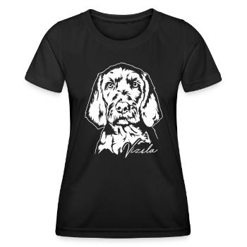 Vizsla Drahthaar Portrait Hund Hunde Wilsigns - Frauen Funktions-T-Shirt - Schwarz - Vorne - AI Model Female 172 light (172cm)