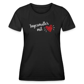 Tagesmutter Abschiedsgeschenk Tagesmutti Mit Herz - Frauen Funktions-T-Shirt - Schwarz - Vorne - AI Model Female 172 light (172cm)