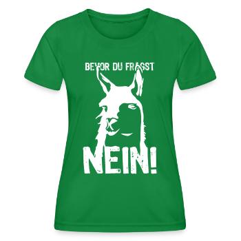 Bevor du fragst - NEIN! - Lama - Spruch - Frauen Funktions-T-Shirt - Kelly Green - Vorne - AI Model Female 172 dark (172cm)