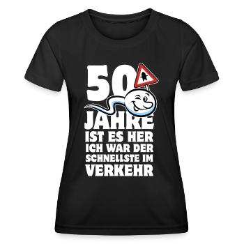50 Jahre ist es her - der Schnellste im Verkehr - Frauen Funktions-T-Shirt - Schwarz - Vorne - AI Model Female 172 light (172cm)
