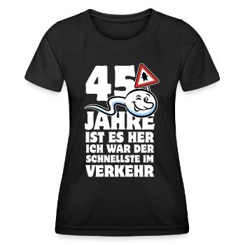 45 Jahre ist es her - der Schnellste im Verkehr - Frauen Funktions-T-Shirt - Schwarz - Vorne - AI Model Female 172 light (172cm)