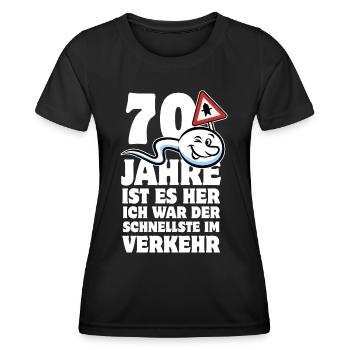 70 Jahre ist es her - der Schnellste im Verkehr - Frauen Funktions-T-Shirt - Schwarz - Vorne - AI Model Female 172 light (172cm)