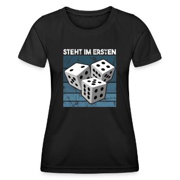 Schocken Heißt das Spiel Würfelspiel Bier trinken - Frauen Funktions-T-Shirt - Schwarz - Vorne - AI Model Female 172 light (172cm)