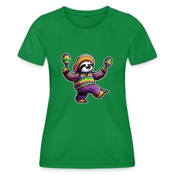 Mardi Gras Sloth - Celebrate Carnival Dancing - Women's Functional T-Shirt - kelly green - Front - AI Model Female 172 dark (172cm)