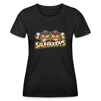 Saufbuddy Saufbuddys Saufen Bier Alkohol Party Bie - Frauen Funktions-T-Shirt - Schwarz - Vorne - AI Model Female 172 light (172cm)