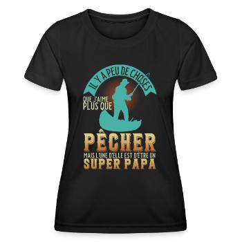Pêcher drôle - pêcheur drôle - fete des pères - T-shirt sport Femme - noir - Devant - AI Model Female 172 light (172cm)