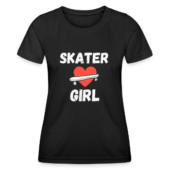 Skater Girl Gift Heart Love Skateboarding - Women's Functional T-Shirt - black - Front - AI Model Female 172 light (172cm)
