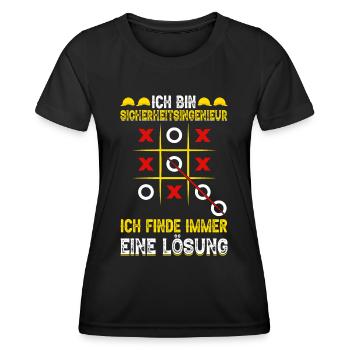 Lustiges Geschenk Sicherheitsingenieur - Frauen Funktions-T-Shirt - Schwarz - Vorne - AI Model Female 172 light (172cm)