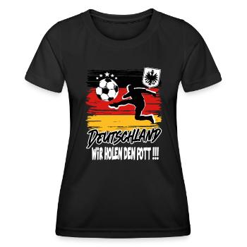 Fußball Deutschland Fussball Fan Tor Sieger - Frauen Funktions-T-Shirt - Schwarz - Vorne - AI Model Female 172 light (172cm)