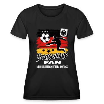 Fußball Deutschland Fussball Fan Anstoss - Frauen Funktions-T-Shirt - Schwarz - Vorne - AI Model Female 172 light (172cm)