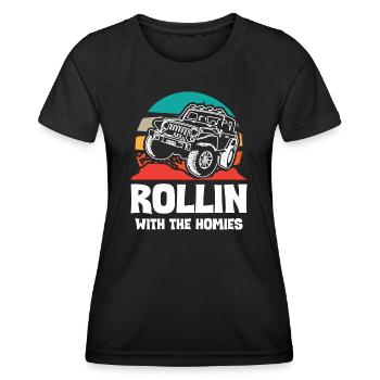 Jeeps Rollin avec The Homies - T-shirt sport Femme - noir - Devant - AI Model Female 172 light (172cm)