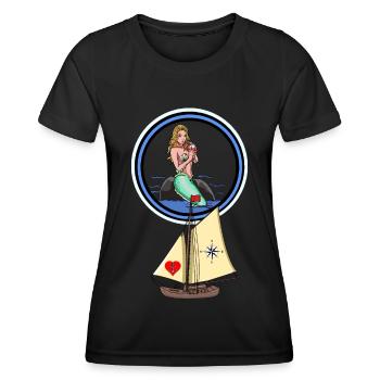 Maritime Seaman Mermaid Mermaid Sailing Ship Ahoy - Women's Functional T-Shirt - black - Front - AI Model Female 172 light (172cm)