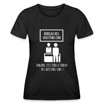 bureau des questions cons - T-shirt sport Femme - noir - Devant - AI Model Female 172 light (172cm)