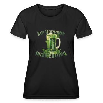 Bière Verte - Sip Happens - Édition Irlandaise - T-shirt sport Femme - noir - Devant - AI Model Female 172 light (172cm)