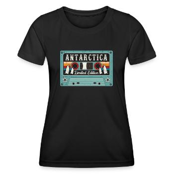 Vintage Antarctica with Penguin - Women's Functional T-Shirt - black - Front - AI Model Female 172 light (172cm)