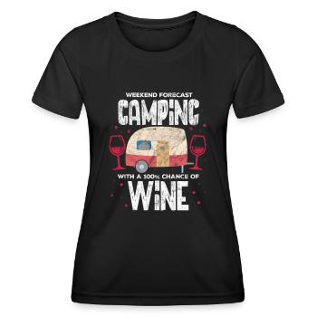 Camping Vignoble Caravane Vin Rouge Camper Cadeau - T-shirt sport Femme - noir - Devant - AI Model Female 172 light (172cm)