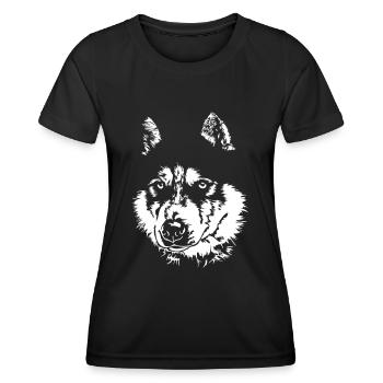 HUSKY Siberian Husky Wilsigns dog portrait - Women's Functional T-Shirt - black - Front - AI Model Female 172 light (172cm)