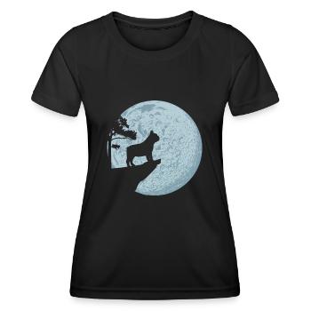 Amoureux des chiens bouledogue français pleine lune - T-shirt sport Femme - noir - Devant - AI Model Female 172 light (172cm)