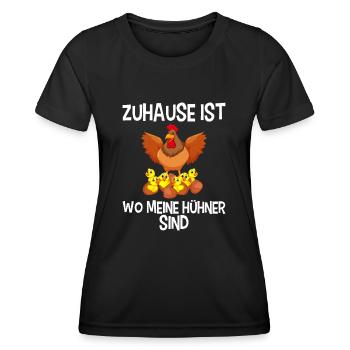 Zuhause ist wo meine Hühner sind Landwirt Bauern - Frauen Funktions-T-Shirt - Schwarz - Vorne - AI Model Female 172 light (172cm)