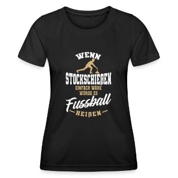 Lustiges Stockschießen Stocksport Eisstockschießen - Frauen Funktions-T-Shirt - Schwarz - Vorne - AI Model Female 172 light (172cm)