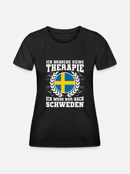 Schweden Keine Therapie Urlaub Ferien Reise - Frauen Funktions-T-Shirt - Schwarz