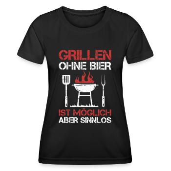 Grillen ohne Bier ist möglich Grillparty Grill - Frauen Funktions-T-Shirt - Schwarz - Vorne - AI Model Female 172 light (172cm)