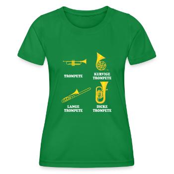 Trompeten - Frauen Funktions-T-Shirt - Kelly Green - Vorne - AI Model Female 172 dark (172cm)
