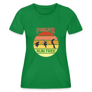 Parkour Run Free - Women's Functional T-Shirt - kelly green - Front - AI Model Female 172 dark (172cm)