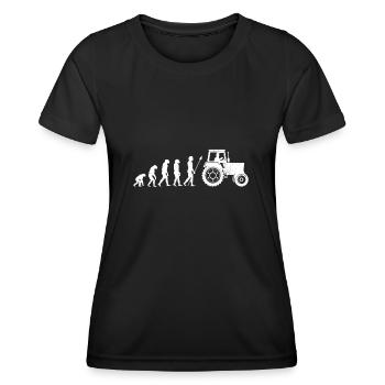 Homme des cavernes Evolution au conducteur de tracteur - T-shirt sport Femme - noir - Devant - AI Model Female 172 light (172cm)
