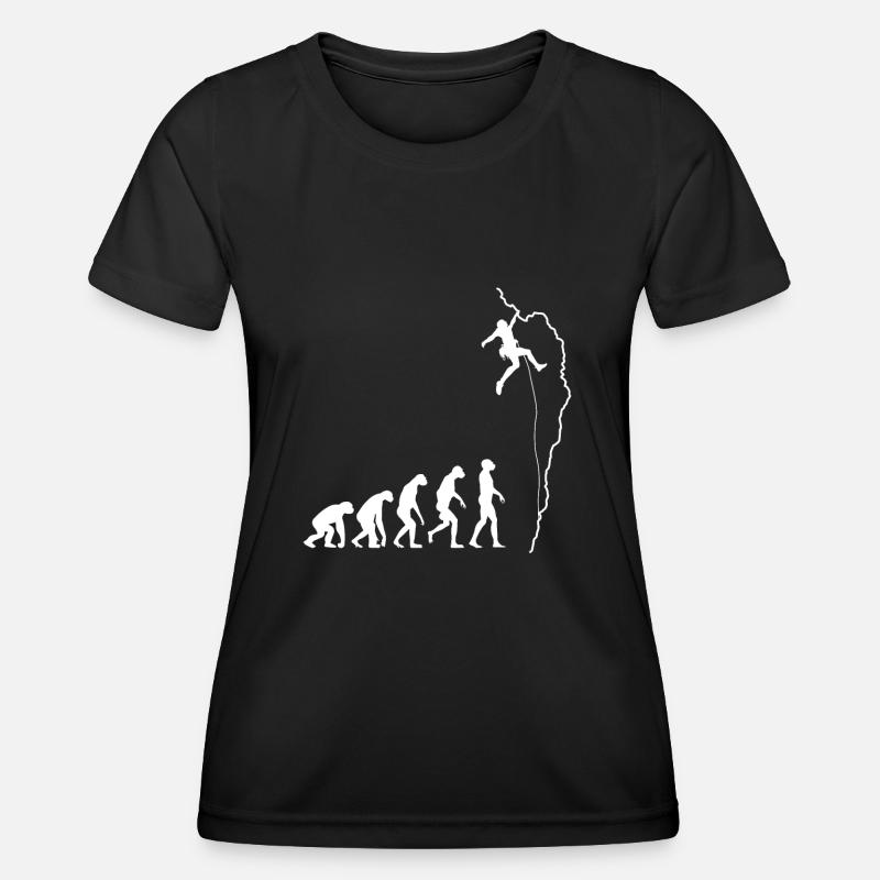 Klettern Evolution Bouldern Kletterer Geschenk - Frauen Funktions-T-Shirt - Schwarz