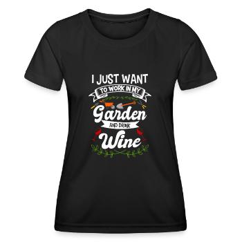 Gardening nursery and wine gift - Women's Functional T-Shirt - black - Front - AI Model Female 172 light (172cm)