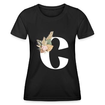 lettre C fleuris - T-shirt sport Femme - noir - Devant - AI Model Female 172 light (172cm)