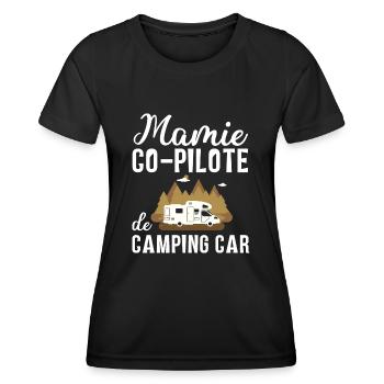 Mamie co-pilote de camping car cadeau mamie van - T-shirt sport Femme - noir - Devant - AI Model Female 172 light (172cm)