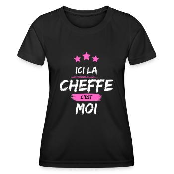 ICI LA CHEFFE, C'EST MOI ! - T-shirt sport Femme - noir - Devant - AI Model Female 172 light (172cm)